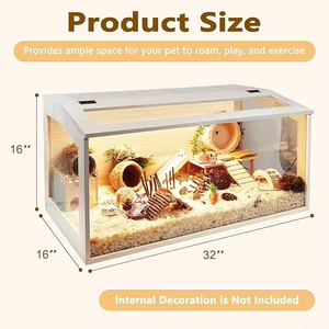 Habitat en bois pour hamster de 32 pouces avec dessus ouvrable et plaques acryliques, construction solide pour salon - Product Image 5