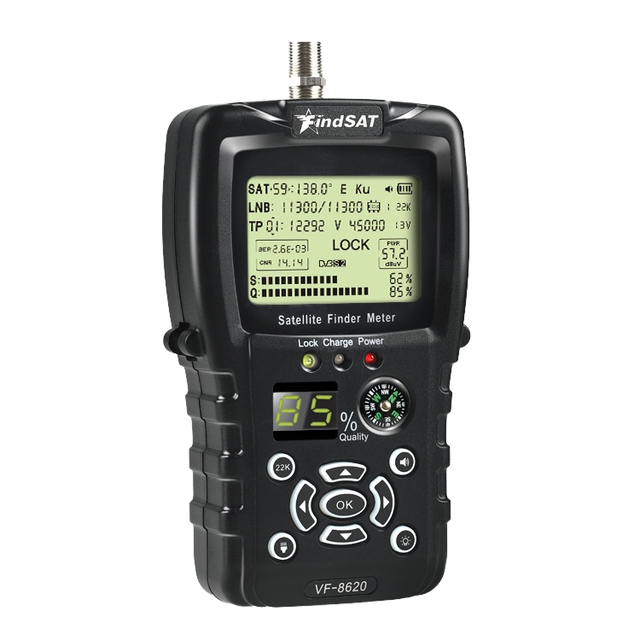 FindSAT VF-8620 Digital HD Star Finder with DVB-S2/S2X Flashlight & Compass