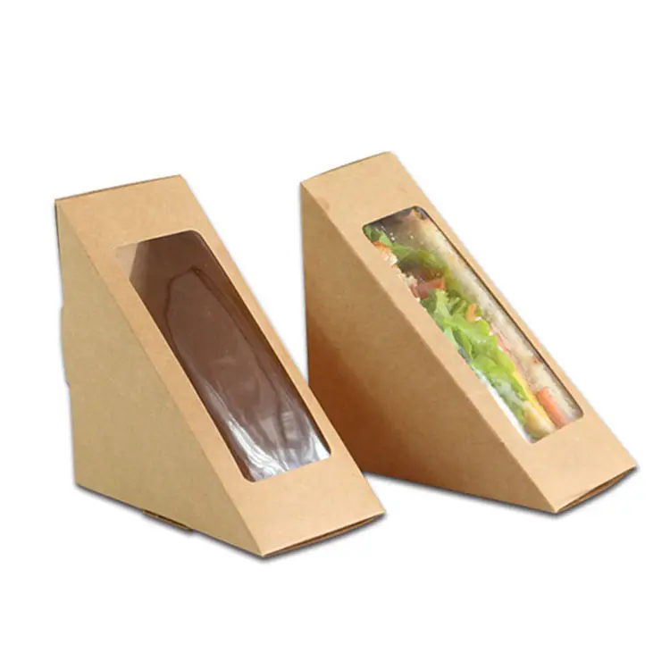 Boîte d'emballage à emporter coffret 10 pièces, emballage à sandwich et oeufs en papier kraft, avec fenêtre