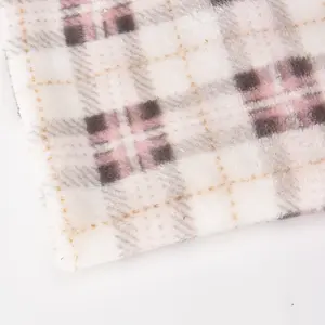 睡衣和家纺用100% 涤纶格子印花法兰绒珊瑚绒面料
