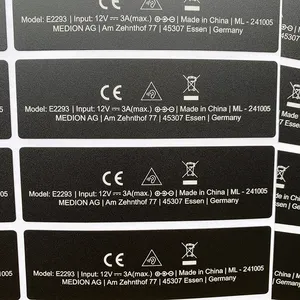 Label Panel PET Lexan Tahan Lama Merek Kustom Parameter Produk Elektronik Stiker