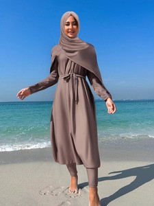 Traje de Baño Musulmán para Mujer, Burkini de Cobertura Completa, Manga Larga, Traje de Baño Modesto con Hiyab para Playa y Piscina - Product Image 4