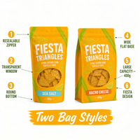 Bolsas de Embalaje de Alimentos Personalizadas con Ventana, Cierre Resellable y Fondo Plano para Tortillas de Maíz y Salsa