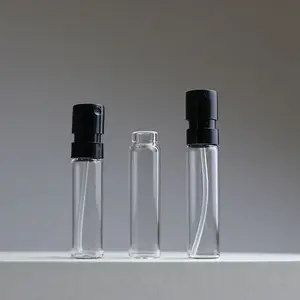 Vuoto 1.5ml 2ml 2.5ml Crimp Neck Clear Mini atomizzatore nebbia fiala campione Spray bottiglia di profumo in vetro