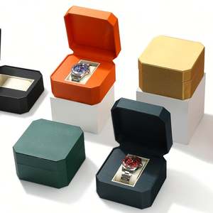 Boîte de montre carrée en cuir PU Boîte cadeau de montre étanche avec logo personnalisé Emballage de montre - Product Image 1