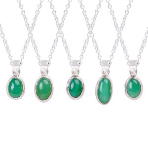 YASHEE Collier Pendentif Ovale en Chrysoprase Naturelle, Sertissage Bezel Plaqué Argent, Pierre Gemme Guérisseuse, Bijou Unisexe, Cadeau - Product Image 2