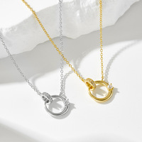 Collier double anneau croix en argent sterling S925 UTOP - Chaîne de clavicule INS micro-incrustée de zircon pour femme