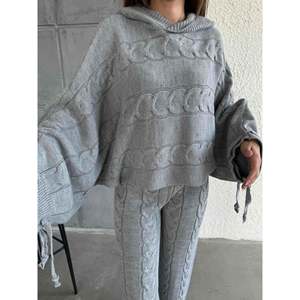Hooded <b>Knit</b> <b>Set</b> 1509 - Gray - Product Image 3