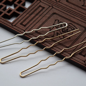 Copper U-Shaped Wave Hair <b>Clip</b> 1.5*95MM Gold <b>Silver</b> Plated Hairpin For Updo DIY Jewelry Accessories - Product Image 4
