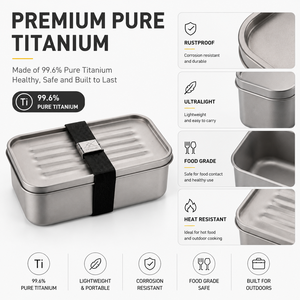 Food Container With Lid Pure Titanium 900ml Portable Outdoor Food <b>Storage</b> Container <b>Camping</b> Meal <b>Box</b> Food Grade Container OEM - Product Image 5