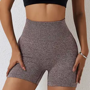 Vente en gros de shorts de sport fitness à séchage rapide en forme de V, vêtements athlétiques, sans couture, taille haute, gym, yoga, scrunch, fesses pour femme