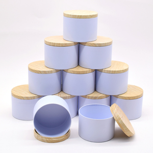 木纹盖玫瑰金白色黑色金属锡蜡烛罐豪华大8盎司16盎司黑色无缝蜡烛罐带盖 - Product Image 5