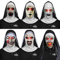 Masque de nonne en latex lumineux, plusieurs styles, capuche d'horreur, visage de fantôme, accessoires effrayants pour Halloween, personnalisable