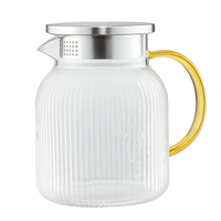 Théière en verre borosilicate résistant à la chaleur, théière à infusion froide transparente avec filtre en acier inoxydable