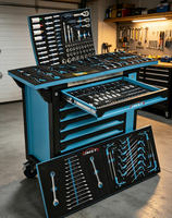 Chariot à outils roulant noir et rouge à 7 tiroirs, ensemble complet d'outils à main, plateau en mousse EVA, garage, atelier, capacité de charge de 250 kg, OEM