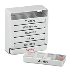 药品每周药片储存盒7天药片容器组织器保健可堆叠药片盒