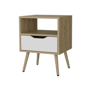 Prescott Valley Nightstand Natural Oak White <b>Open</b> <b>Storage</b> Drawer Bedroom Furniture - Product Image 2