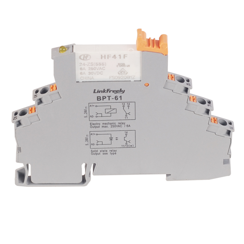 Модульная плата электромагнитного релейного модуля с тонким интерфейсом 24VDC катушка 6A 250VAC/30VDC нагрузка электромеханическое реле пружинное подключаемое основание