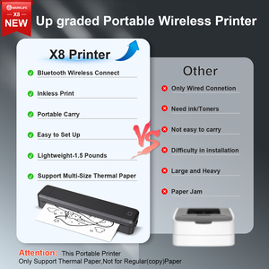 Imprimante portable mini sans fil X8 à faible coût, interface pour téléphone, ordinateur, voyage, entreprise, photo, petite taille avec application gratuite - Product Image 2