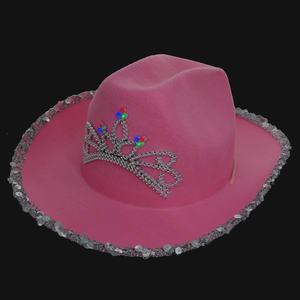 Finestyle <strong>Pink</strong> Bling Cowgirl <strong>Hat</strong> Novelty Child <strong>Pink</strong> <strong>Cowboy</strong> <strong>Hat</strong> With Blinking Tiara - Product Image 5