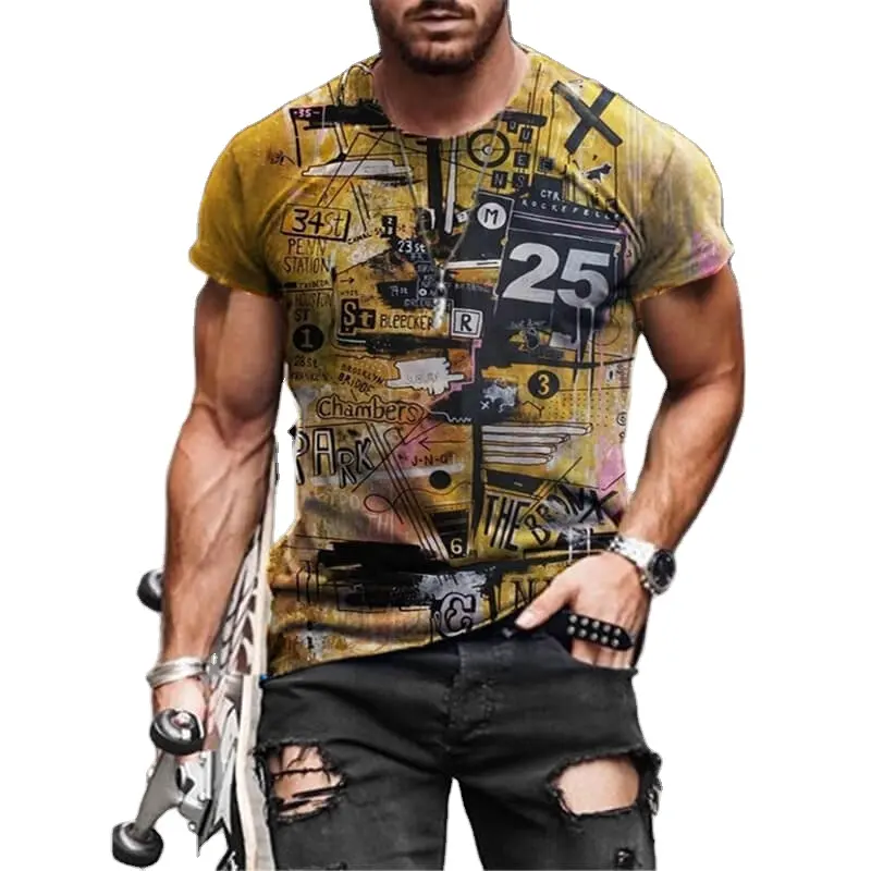 Custom design dry O Neck fit size All Over Print T Shirt short sleeve 3D Full Printing TShirt for men