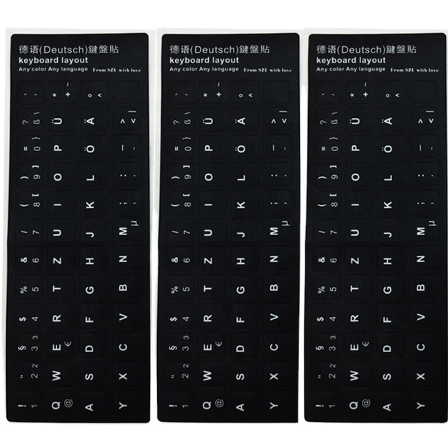 Наклейка на клавиатуру ноутбука Deutsch, наклейка на клавиатуру с возможностью печати, черные матовые наклейки на клавиатуру на заказ всех языков
