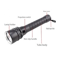 Lampe torche de plongée étanche en aluminium rechargeable, 5 ou 3 LED T6, lumière blanche puissante, 30W 50W
