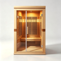 Sauna à domicile pour 1 à 2 personnes en bois de pruche, sauna traditionnel infrarouge à vapeur sèche pour usage intérieur