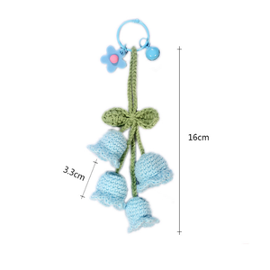 Portachiavi all'uncinetto campana di orchidea ciondoli fiore ciondolo carino all'uncinetto borsa per auto borsa zainetto portachiavi - Product Image 5