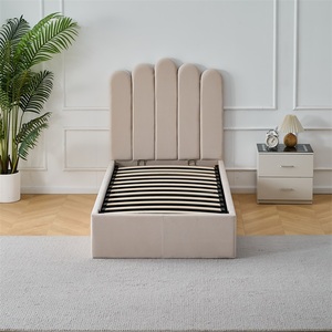 Cama Infantil de Terciopelo Acolchada de Alta Calidad con Diseño Elegante y Almacenamiento Integrado, Estructura de Cama Tapizada Nueva - Product Image 5