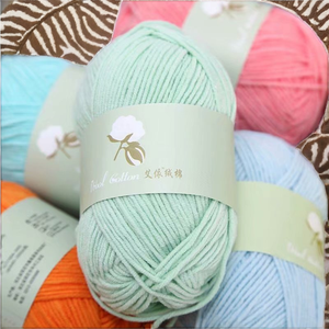 Fil à tricoter pour bébé en <span class=keywords><strong>laine</strong></span> peignée <span class=keywords><strong>douce</strong></span> et coton lait épais, 4 brins, 60 couleurs, 50g/<span class=keywords><strong>pelote</strong></span>, teinture résistante, pour crochet et tricot manuel DIY - Product Image 2