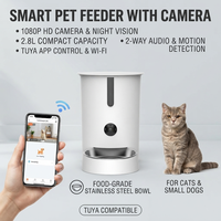 WiFi 5G 160 °   Caméra grand angle avec vision nocturne, surveillance en temps réel, communication bidirectionnelle, application intelligente, distributeur de nourriture pour animaux de compagnie avec caméra