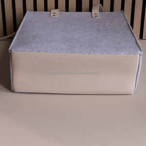 Custom Classic Design Felt Tote <b>Bag</b> with Zipper Book PU Handle Daily Use Shoulder Strap Unisex Direct Manufacturer Wholesale - Product Image 4