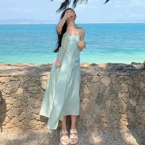 Vestido Camisero de Gasa para Mujer, Estilo Vacaciones en la Playa, con Volantes Franceses, Cintura Natural, Falda Larga Elegante, Gran Venta - Product Image 4