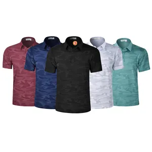 Vêtements de sport en polyester 100 avec broderie de logo personnalisé vêtements de golf pour hommes à séchage rapide graphiques camouflage surdimensionnés polos