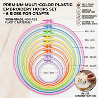 Cerceaux à broder, cercle en plastique pour point de croix, de 3,4 à 10,2 pouces (multicolore) pour la broderie et le point de croix