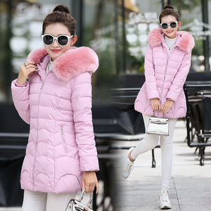 Pas cher Coton Doudoune Grand Col De Fourrure Manteau D'hiver Doudoune Femme Jaqueta Avec Capuche