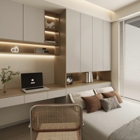 Ensemble de meubles de chambre à coucher sur mesure, lit tatami pleine grandeur avec 2 tiroirs, armoire monobloc, table de chevet, bureau, design moderne, livraison gratuite