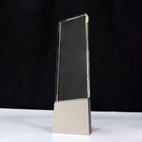 Trophée en cristal gravé créatif avec base en métal or, argent, cuivre – Lame de cristal