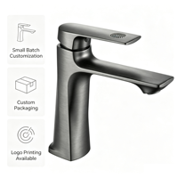 Robinet mélangeur moderne monocommande gris anthracite brossé pour lavabo de salle de bain, élégant robinet de lavabo pour salles de bain résidentielles et hôtelières