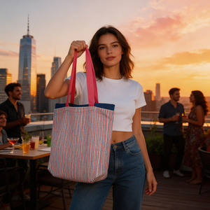 Bolsa de Mano Reutilizable <span class=keywords><strong>Flyknit</strong></span> con Logotipo Personalizado, Bolso de Mano con Cierre Abierto, Opción OEM, Bolsas con Diseño Bordado - Product Image 4