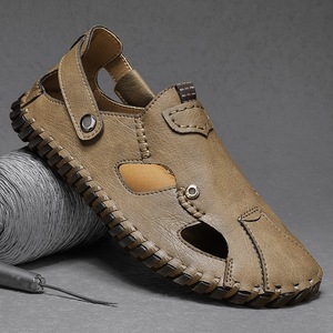 Hand Sewn Hollow Leather <b>Sandals</b> For Men Flexible <b>Closed</b> <b>Toe</b> Casual <b>Sandals</b> Lightweight Daily Shoes Suitable For Summer Urban - Product Image 5