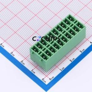 DB2EVHBG-3.81-2*10P-GN Plug-in Terminal Block Through hole,P=3.81mm Board-to-Board / Socket - Closed Snap Fixing 2x10P 3.81mm - Product Image 1