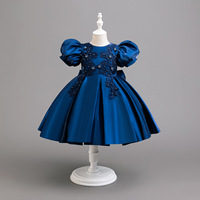 Nouvelle robe pour enfants, robe de princesse, robe de soirée pour filles, manches bouffantes à fleurs, robe de soirée, performance, robe moelleuse