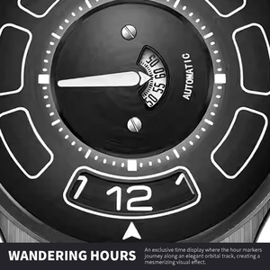 Reloj de Pulsera OEM con Movimiento Wandering Hour 8215, Diseño Único de Nave Espacial, Acero Inoxidable, Luminoso, Correa de Goma, Logotipo Personalizado del Fabricante - Product Image 2