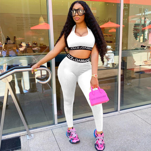 Conjunto De Dos Piezas De Moda Para Mujer Novedades 2022, Conjunto Sexy De Verano De Joggers Para Mujer De 2 Piezas Con Crop Top Y Pantalones - Product Image 3