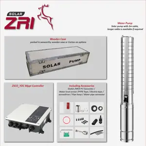ZRI 3 인치 1 Hp AC DC 하이브리드 워터 펌프 태양 전지 패널 잠수정 태양 물 펌프 농업