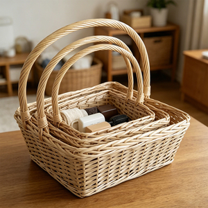 Cesto in vimini di salice naturale con robusto manico ad anello, ideale <span class=keywords><strong>per</strong></span> la raccolta della frutta, il servizio del <span class=keywords><strong>pane</strong></span> e come elemento decorativo <span class=keywords><strong>per</strong></span> la casa - Product Image 2