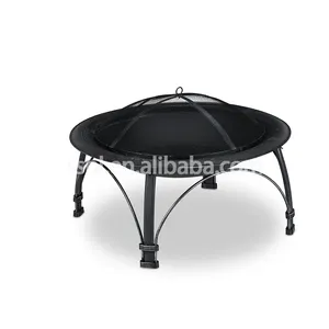 Outdoor Metal Fire Pit Bowl With Cover Wood Burner Garden Pits keep warm black