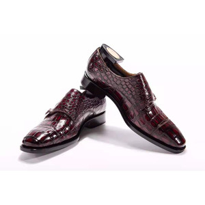 Scarpe eleganti con cinturino monk in vera pelle di coccodrillo popolare - Product Image 6